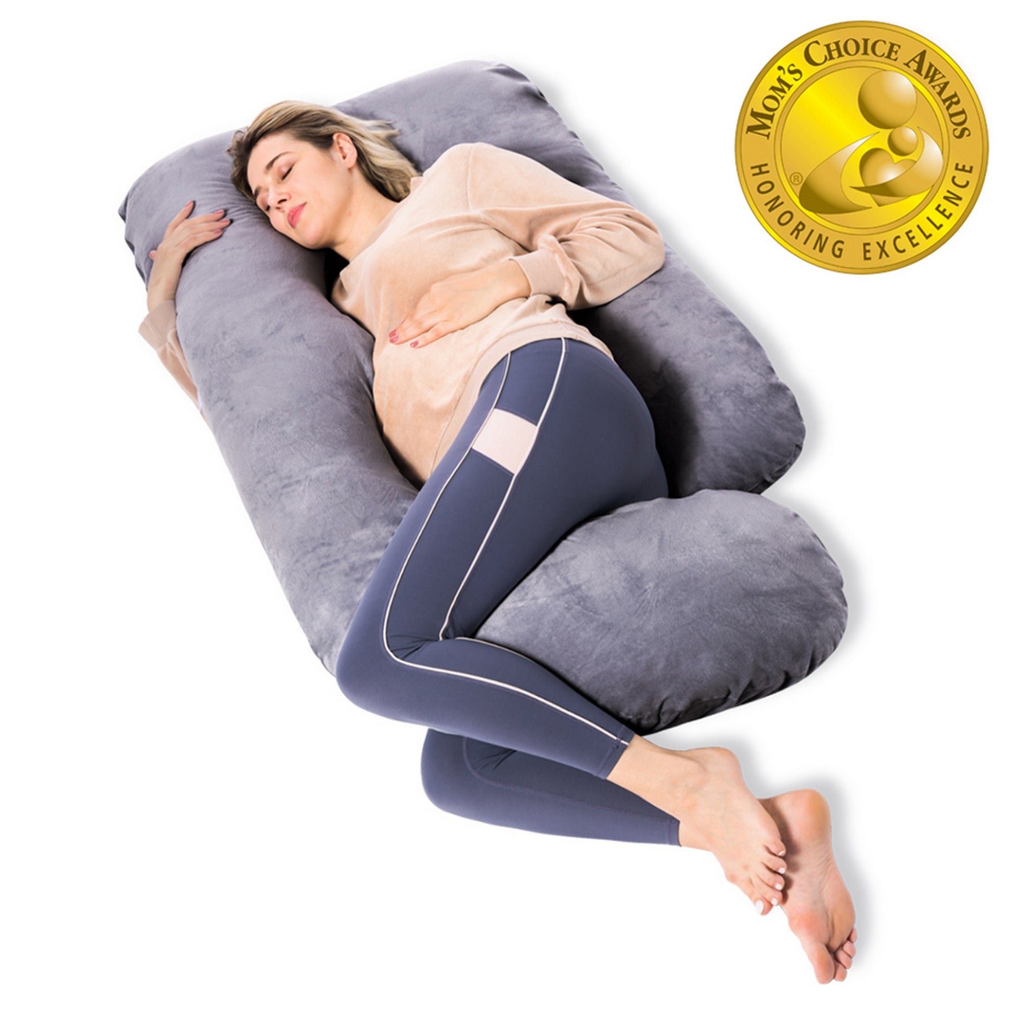 Momcozy G Shaped Pro Detachable Full Body Maternity Pillow Grey