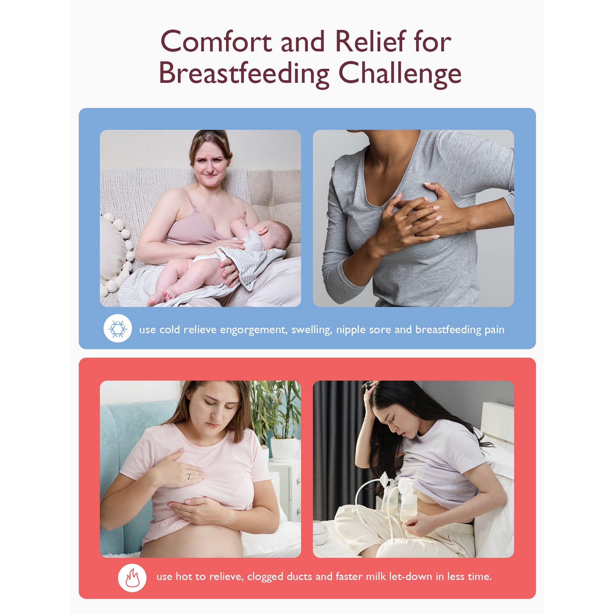 Momcozy Large Reusable Breast Therapy Hot & Cold Breast Pad Pink 0.84lb