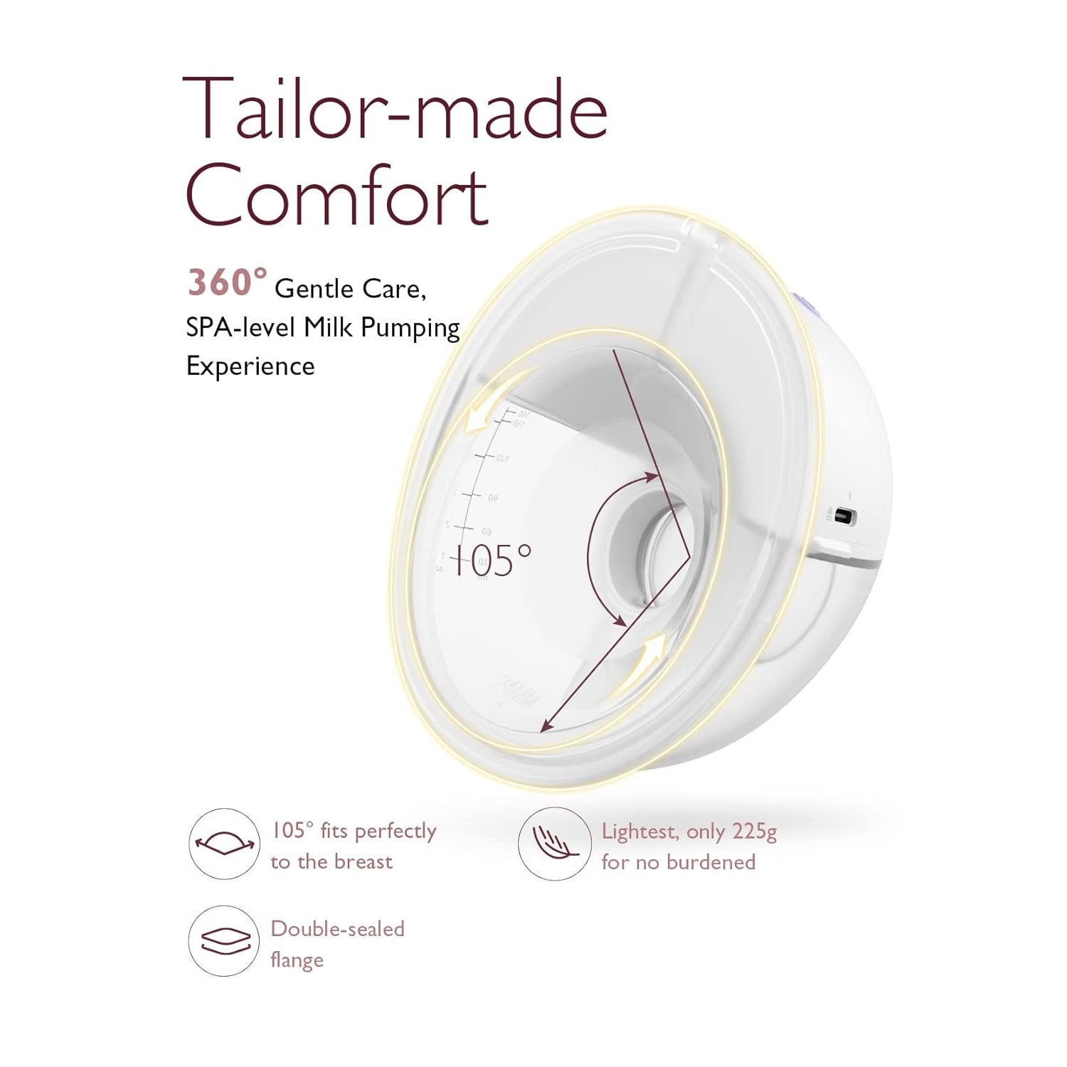 Momcozy M5 Single Wearable Breast Pump Purple 120ml 0.51lb