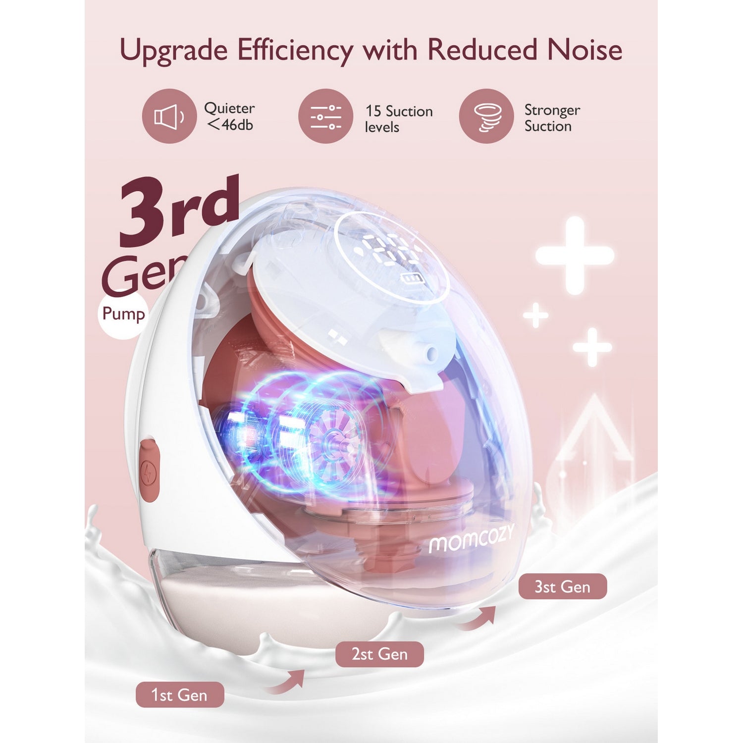 Momcozy M9 Single Wearable Breast Pump Cozy Red 150ml 0.67lb