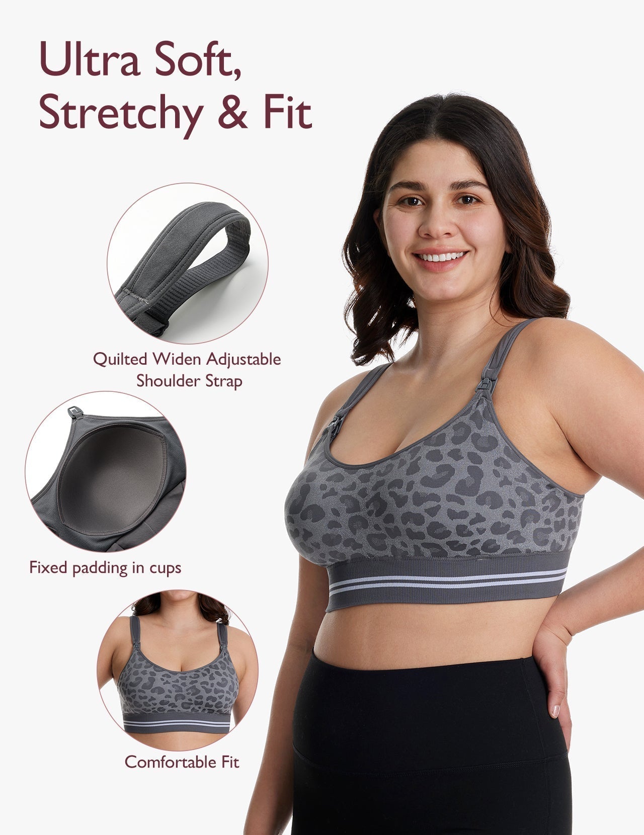 Momcozy 4-in-1 Hands-Free Pumping Bra Leopard 0.35lb