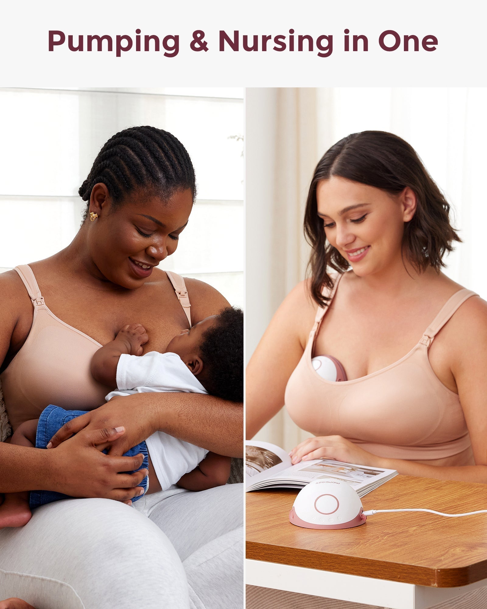 Momcozy Maternity Accessory 4-in-1 Hands-Free Pumping Bra Skin
