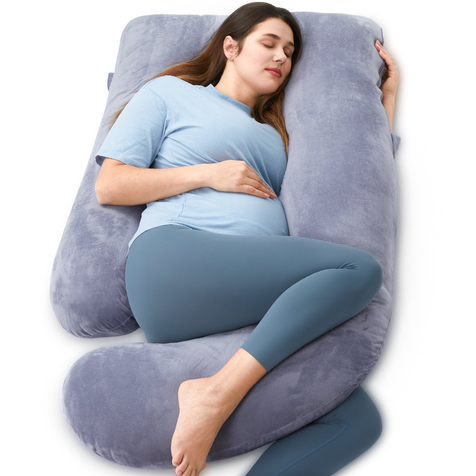 Momcozy Maternity Accessory G Shaped Cooling Fabric Pregnancy Pillow Grey