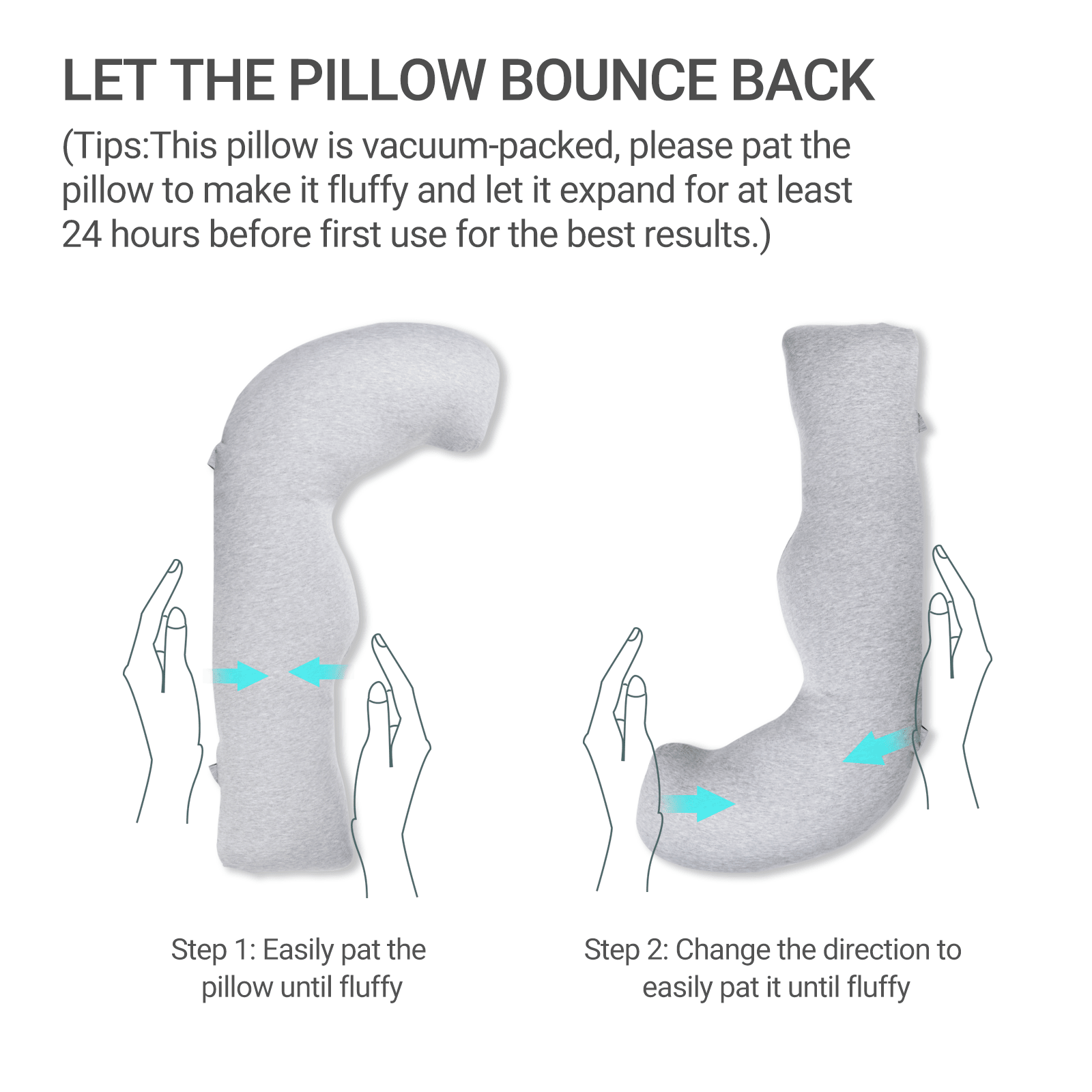 Momcozy Maternity Accessory J Shaped Maternity Body Pillow Grey