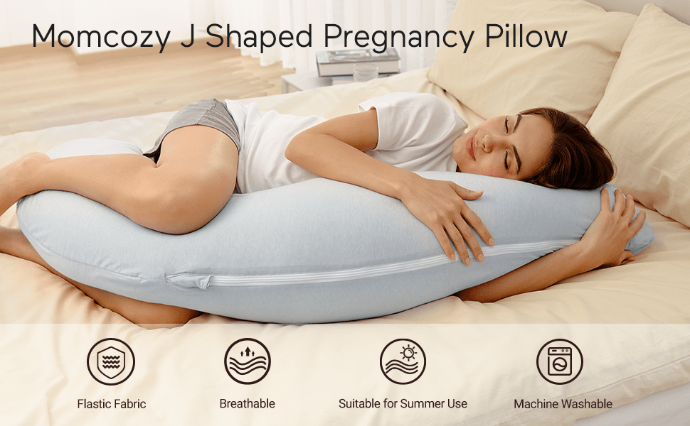 Momcozy Maternity Accessory J Shaped Maternity Body Pillow Grey