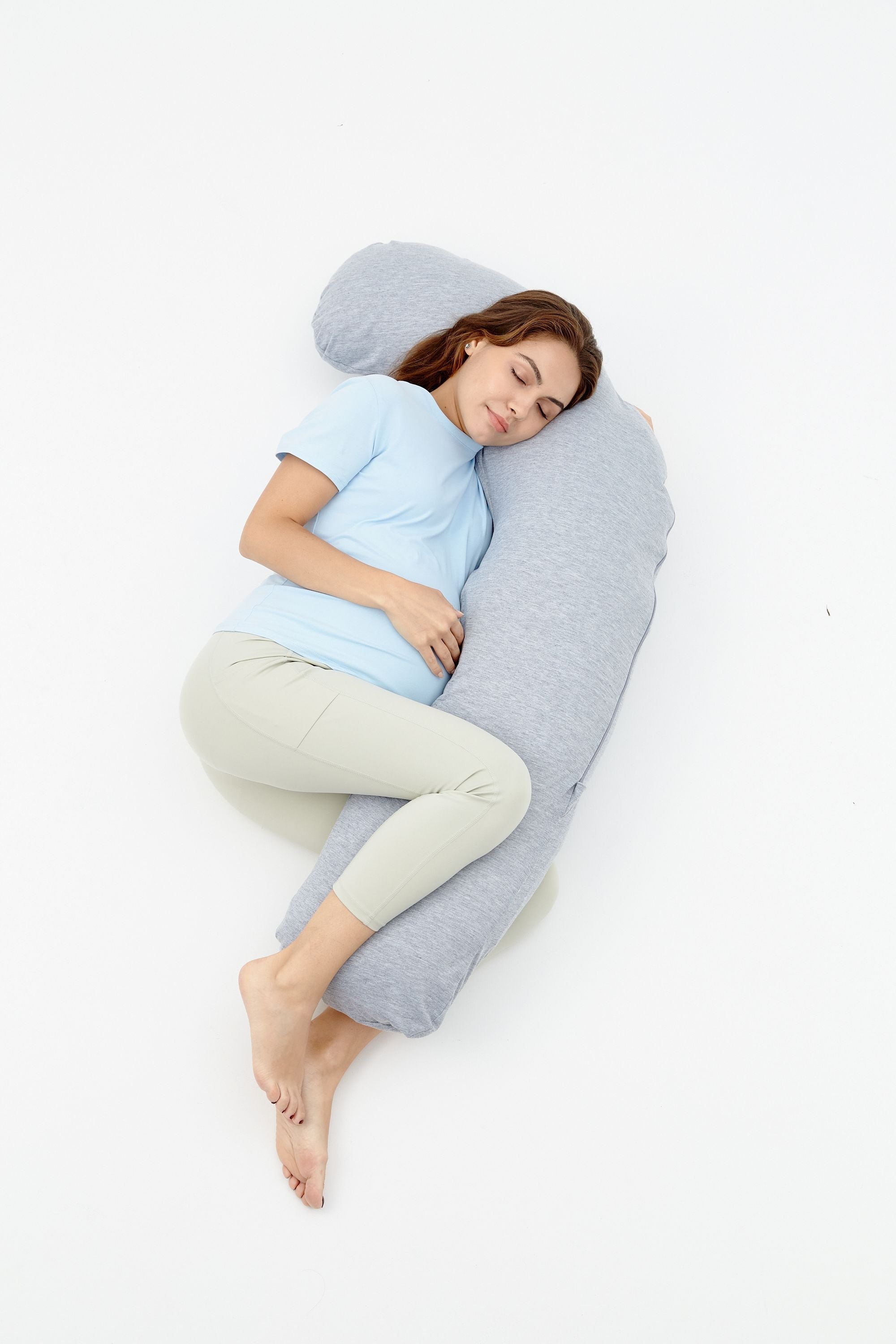 Momcozy Maternity Accessory J Shaped Maternity Body Pillow Grey