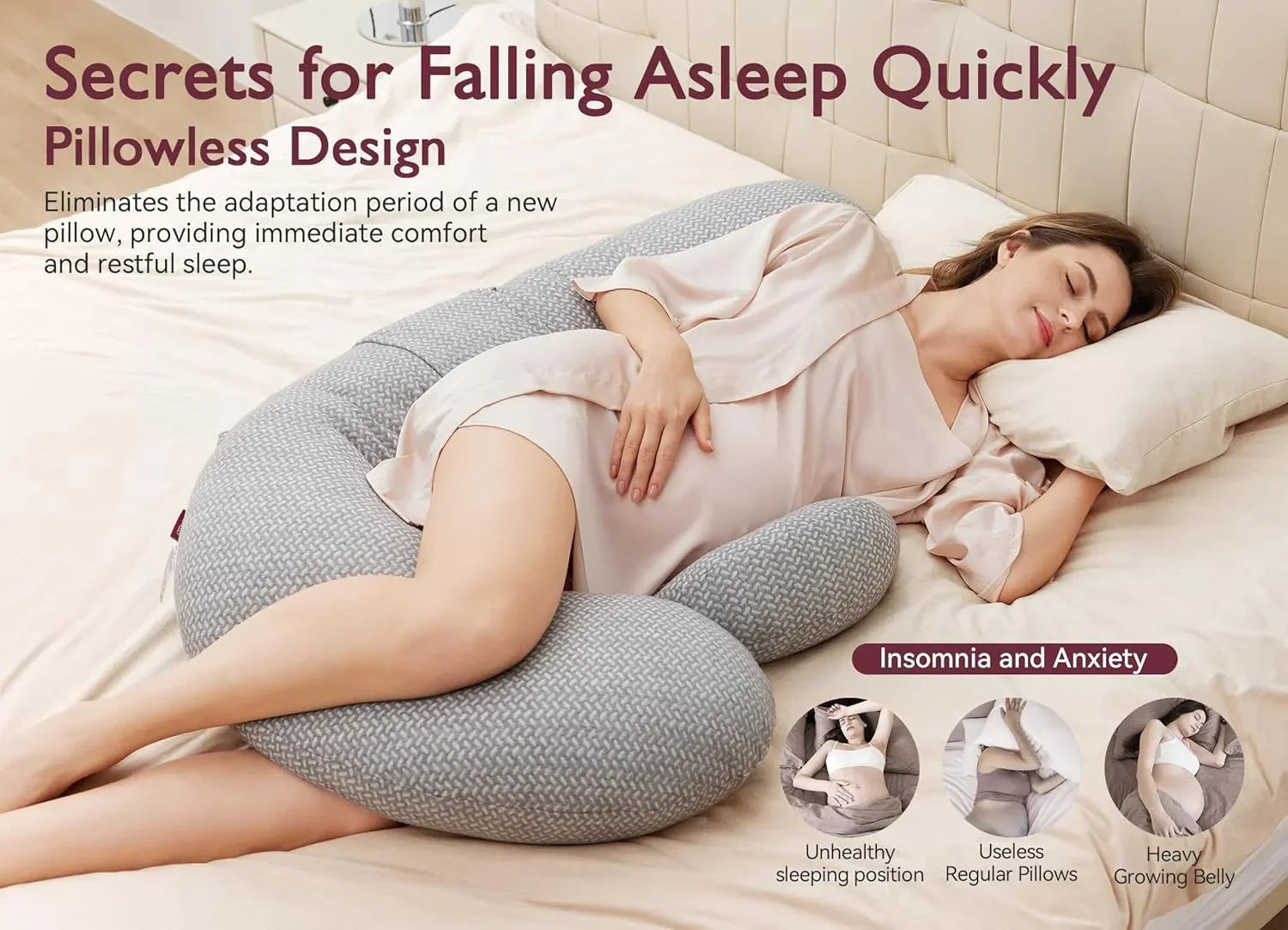 Momcozy Original F Shaped Adjustable Maternity Pillow Grey