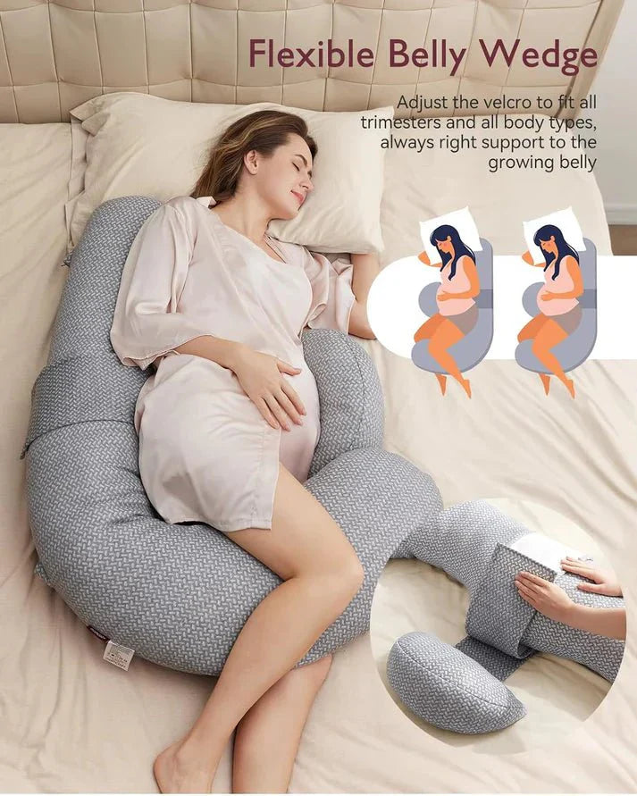 Momcozy Original F Shaped Adjustable Maternity Pillow Grey