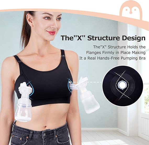 Momcozy YN08 Hands-Free Pumping Bra Soft Wire-Free Maternity Black