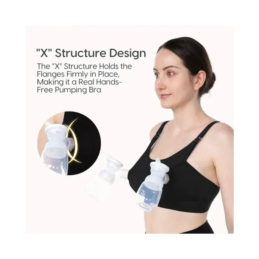 Momcozy YN08 Hands-Free Pumping Bra Soft Wire-Free Maternity Black
