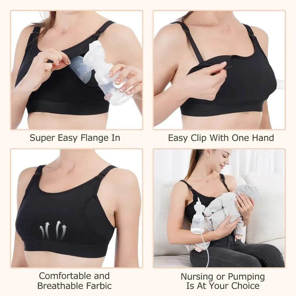 Momcozy YN08 Hands-Free Pumping Bra Soft Wire-Free Maternity Black