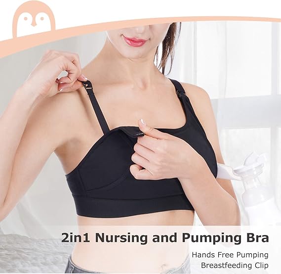 Momcozy YN08 Hands-Free Pumping Bra Soft Wire-Free Maternity Black