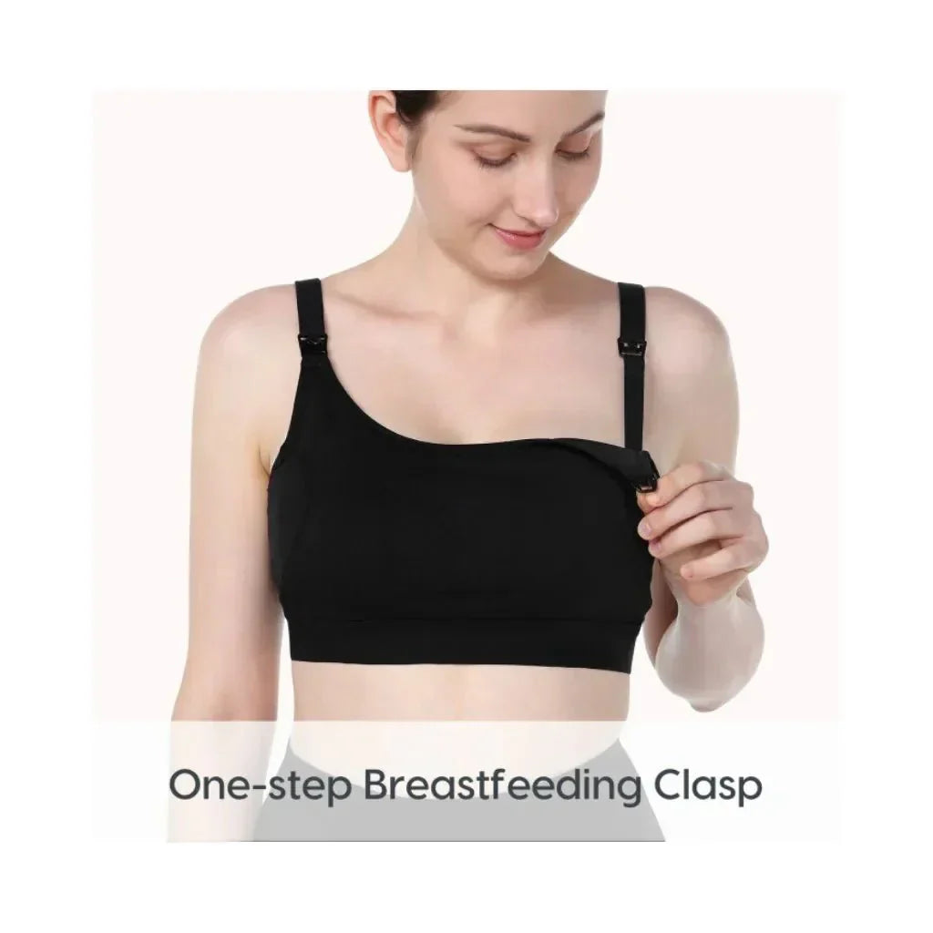 Momcozy YN08 Hands-Free Pumping Bra Soft Wire-Free Maternity Black
