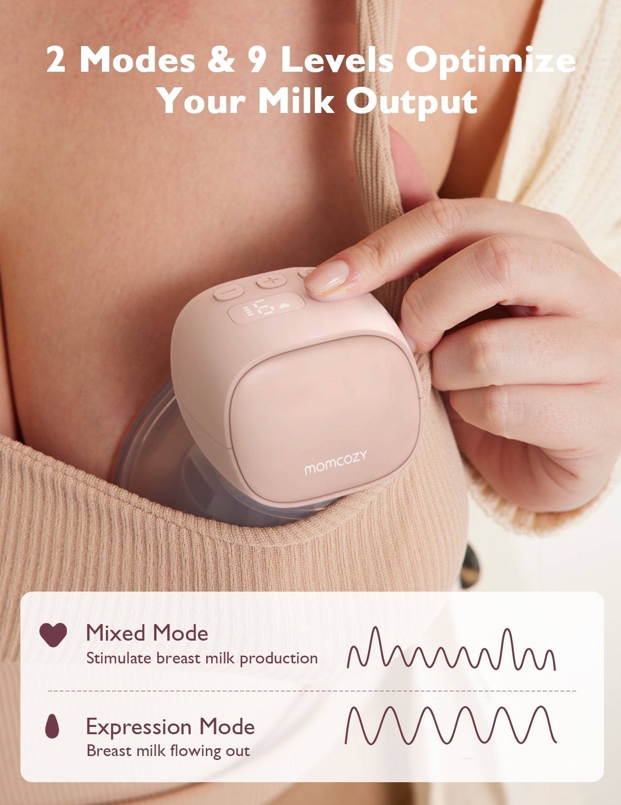 Momcozy S9 Pro Single Hands-Free Breast Pump Pink 0.55lb