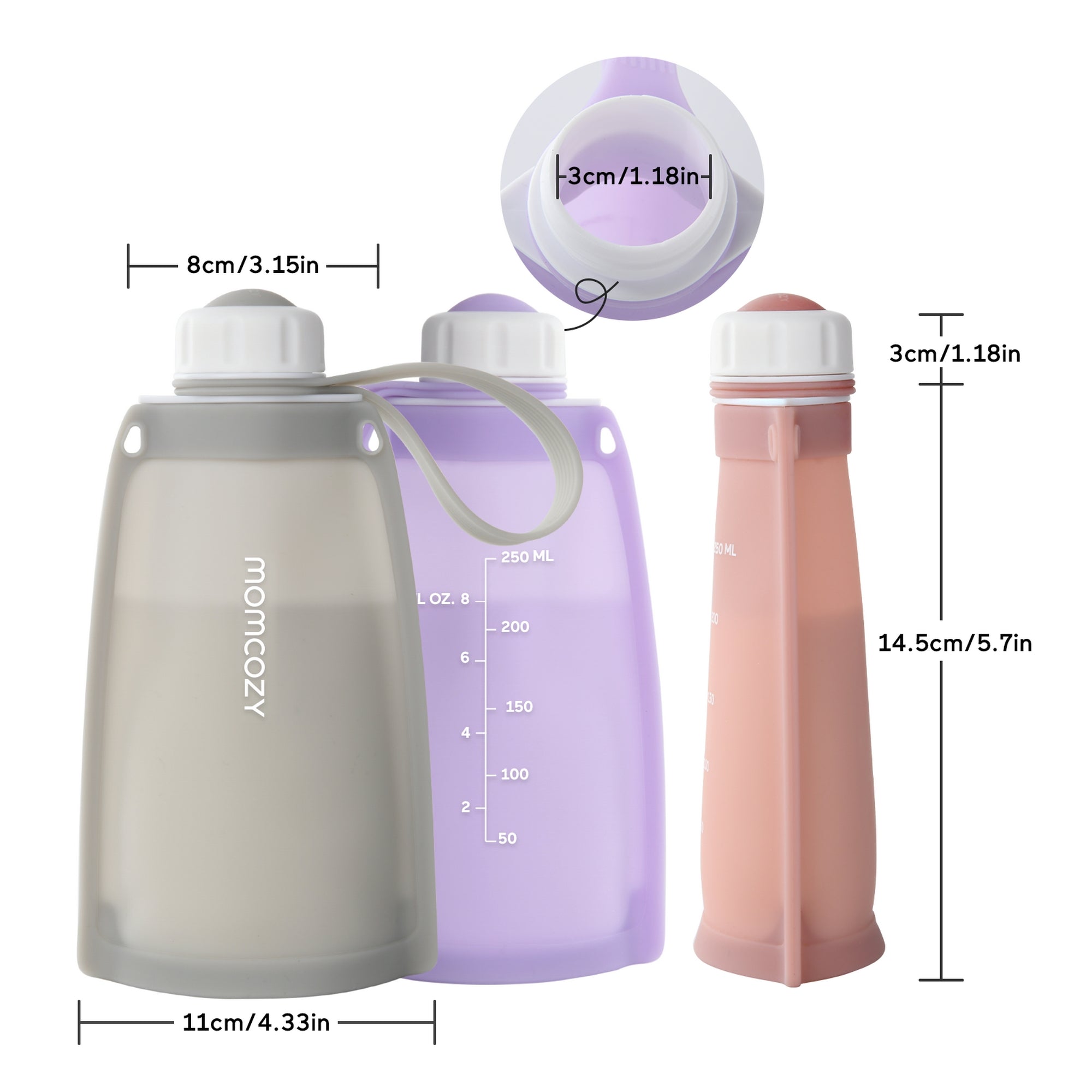 Momcozy Silicone Milk Storage Bags 2pcs Purple and White 0.42lb