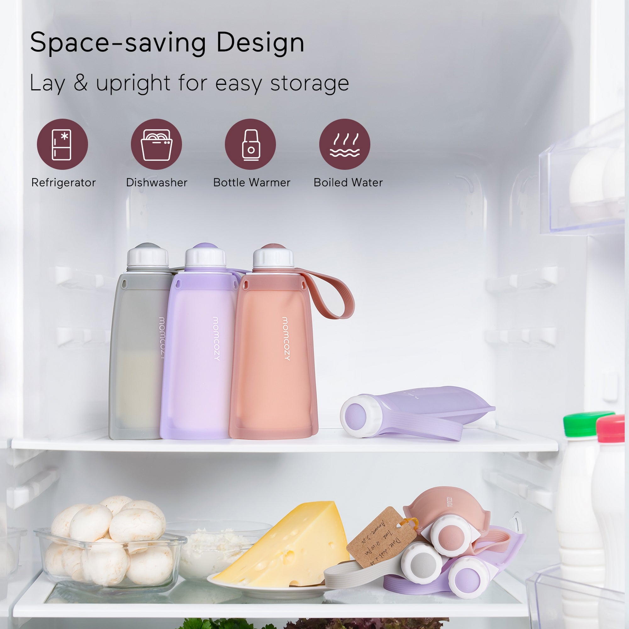 Momcozy Silicone Milk Storage Bags 2pcs Purple and White 0.42lb