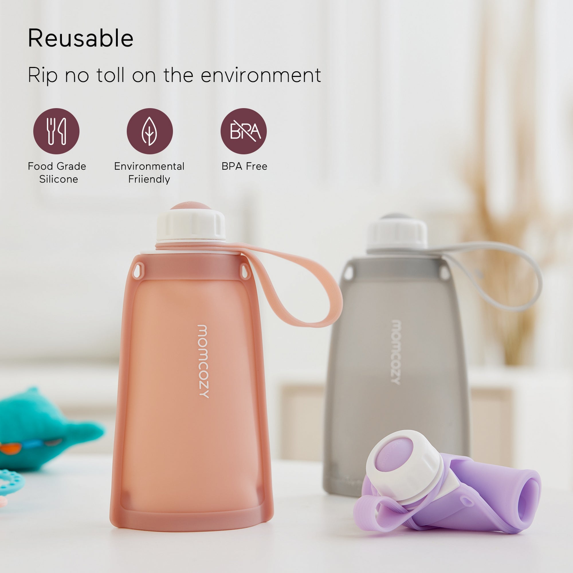 Momcozy Silicone Milk Storage Bags 2pcs Purple and White 0.42lb