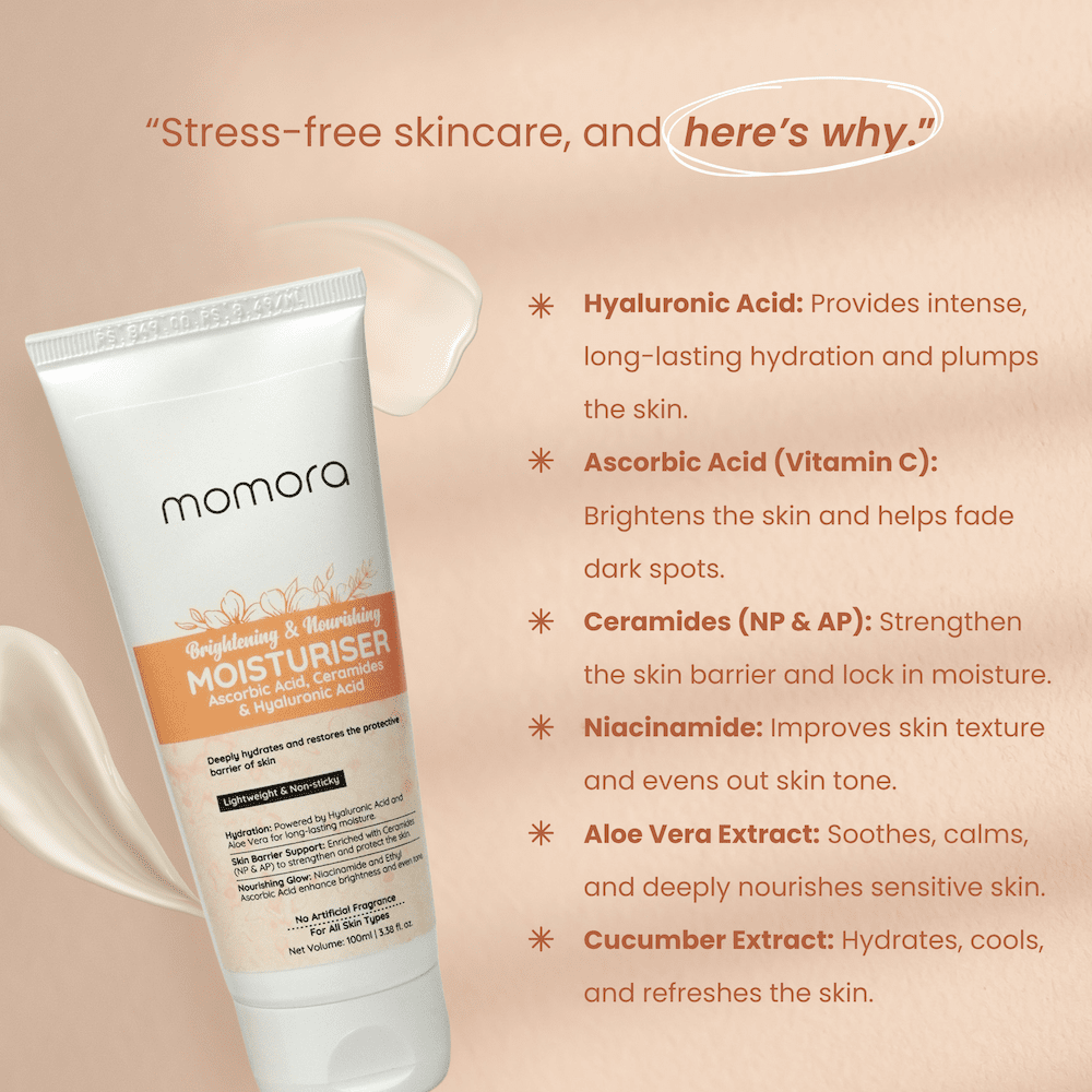 Momora Brightening & Nourishing Moisturiser Hyaluronic Acid Vitamin C Pregnancy Safe 3.53oz