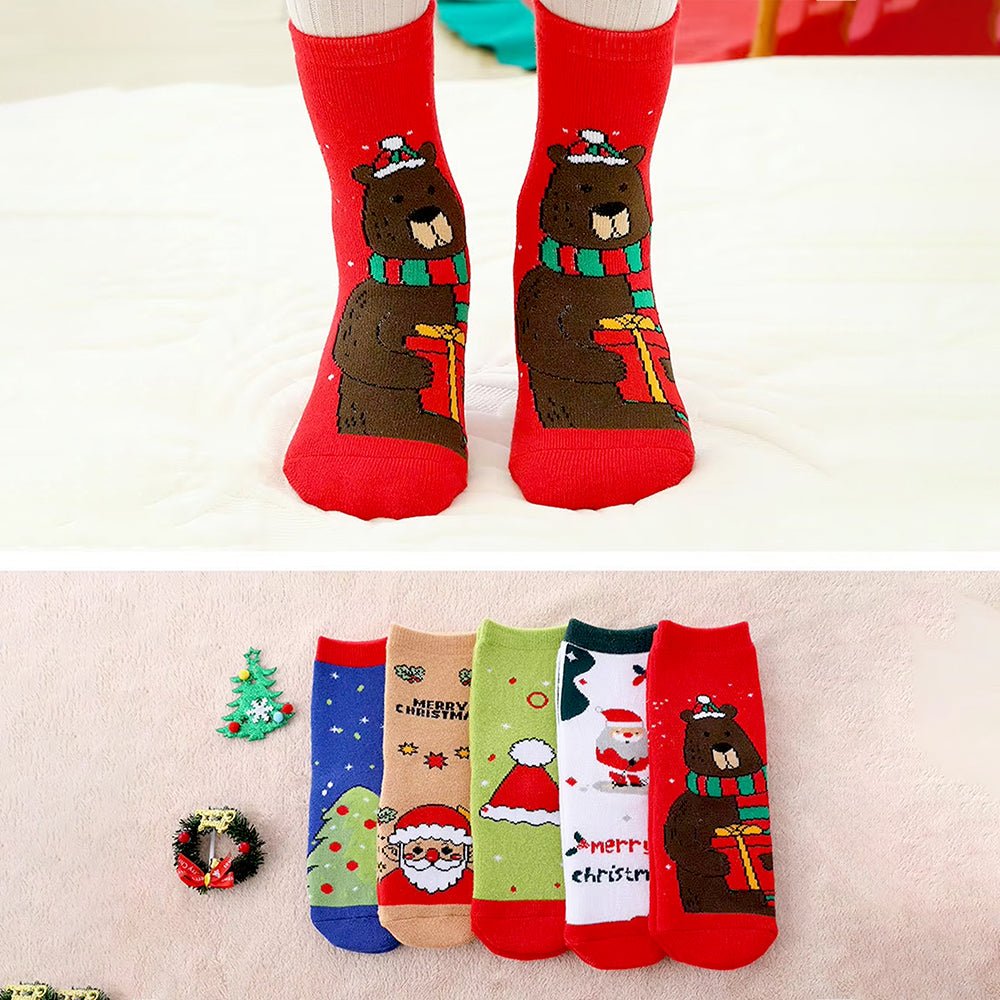 Little Surprise Box Multicolor Christmas Ankle Length Socks Set