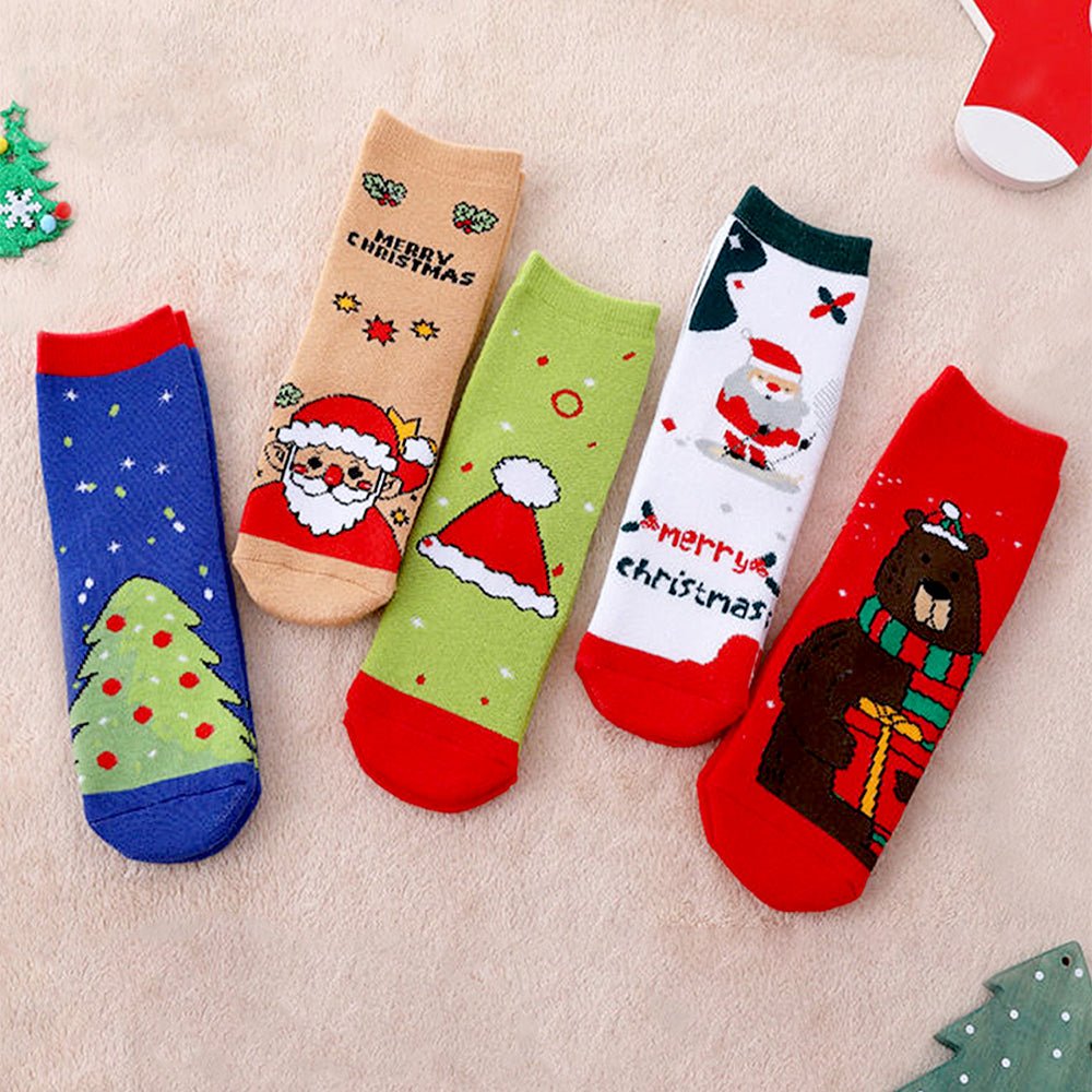 Little Surprise Box Multicolor Christmas Ankle Length Socks Set