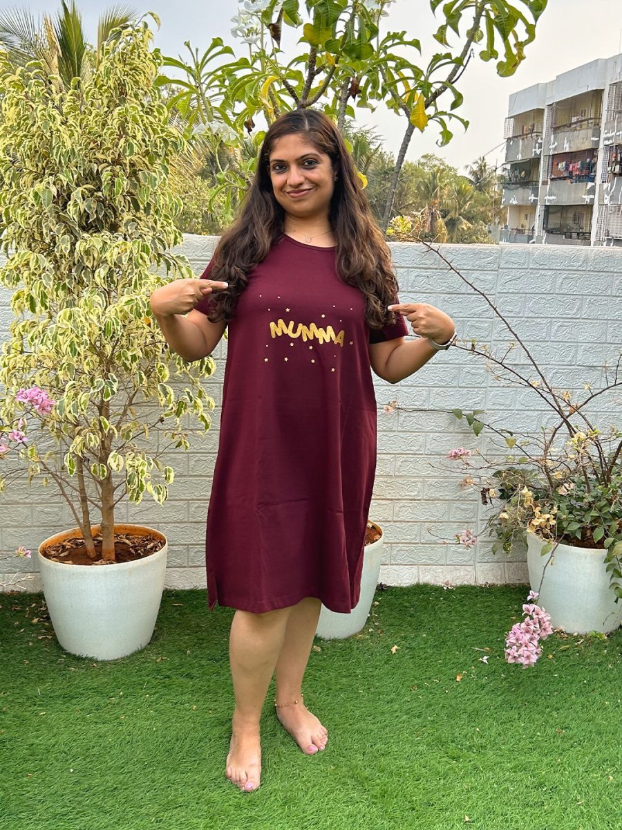  Mumma Maternity T-Shirt Dress Maroon