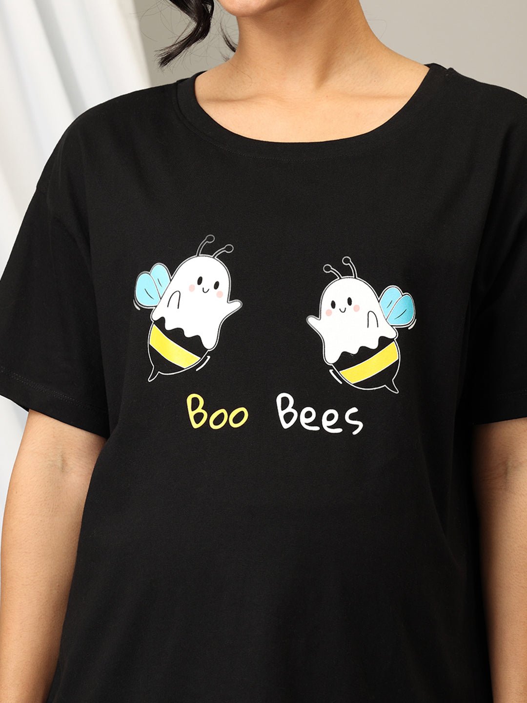  Boo Bees Oversized Maternity and Nursing T shirt Black