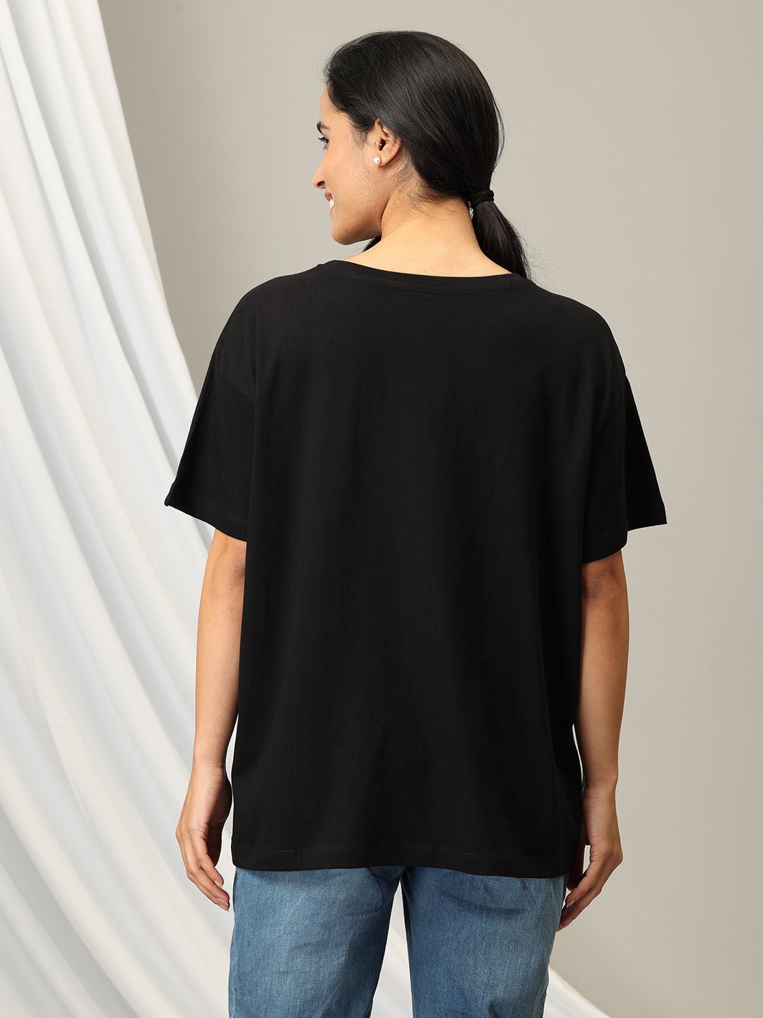  Boo Bees Oversized Maternity and Nursing T shirt Black