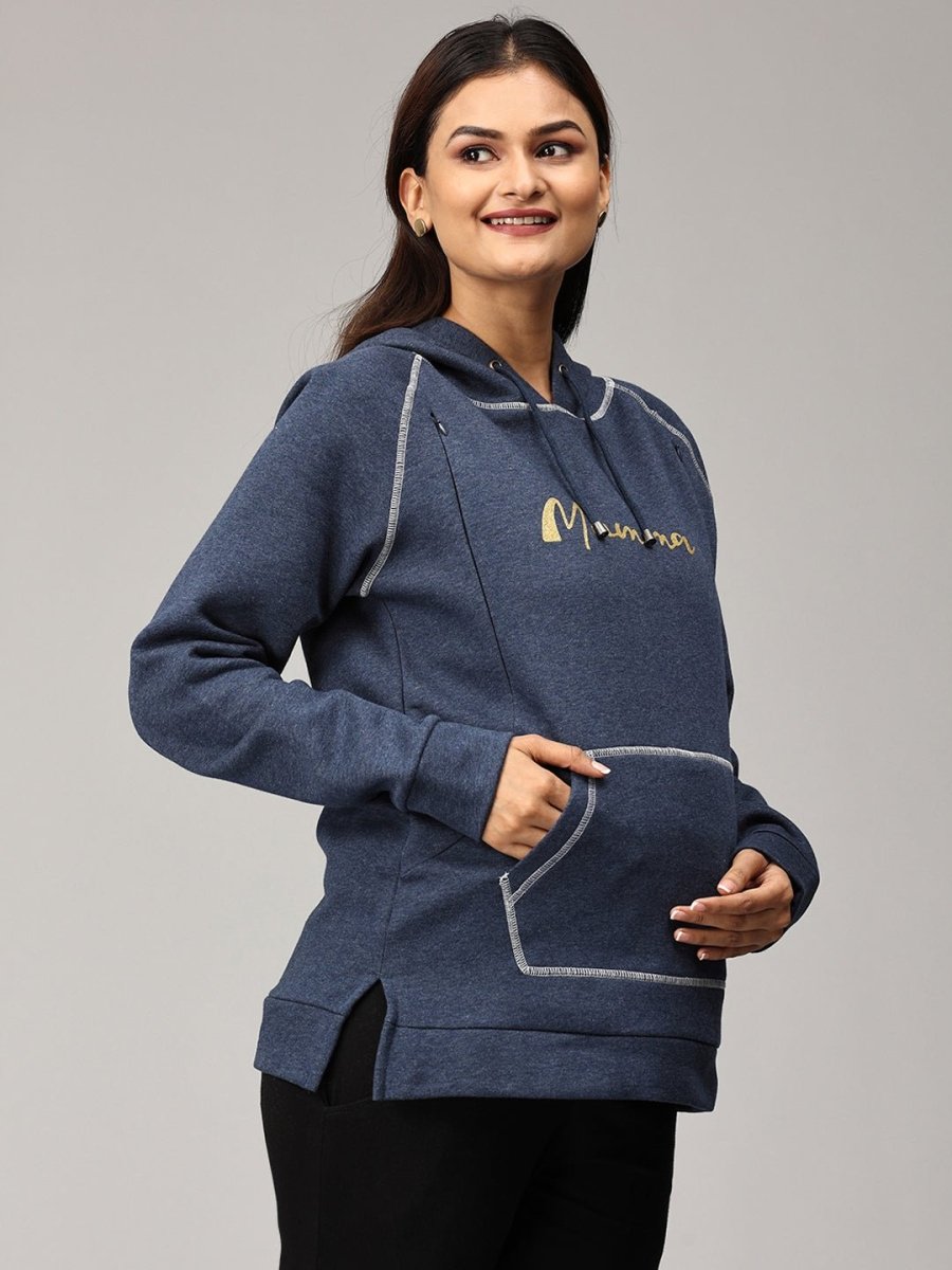  Mumma Shines Maternity and Nursing Hoodie Sweatshirt Navy