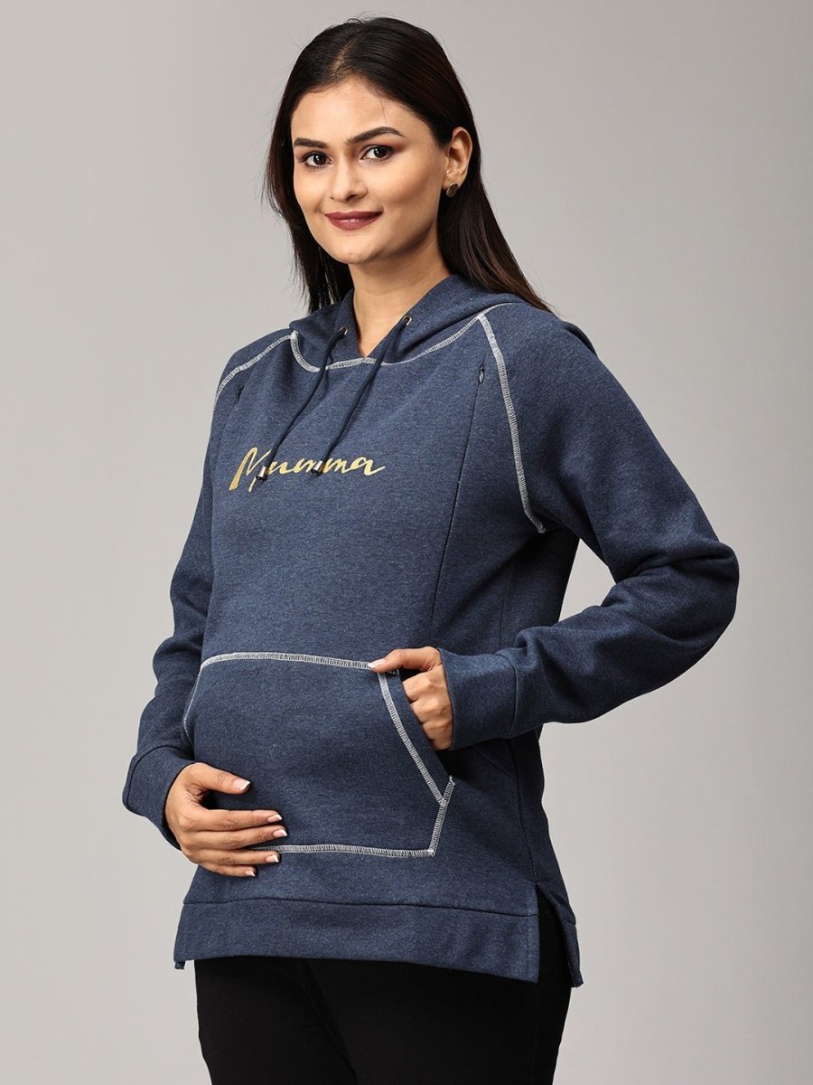  Mumma Shines Maternity and Nursing Hoodie Sweatshirt Navy
