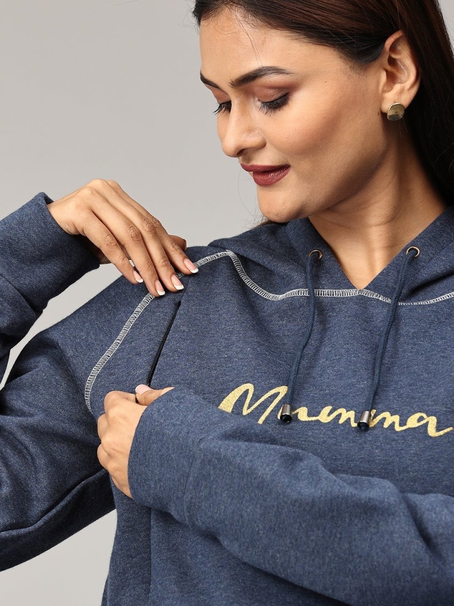  Mumma Shines Maternity and Nursing Hoodie Sweatshirt Navy