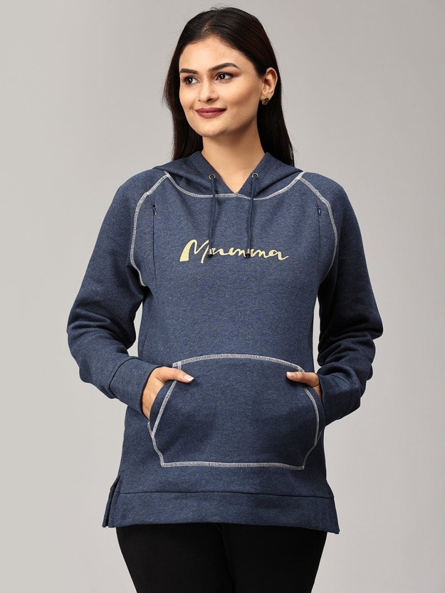  Mumma Shines Maternity and Nursing Hoodie Sweatshirt Navy