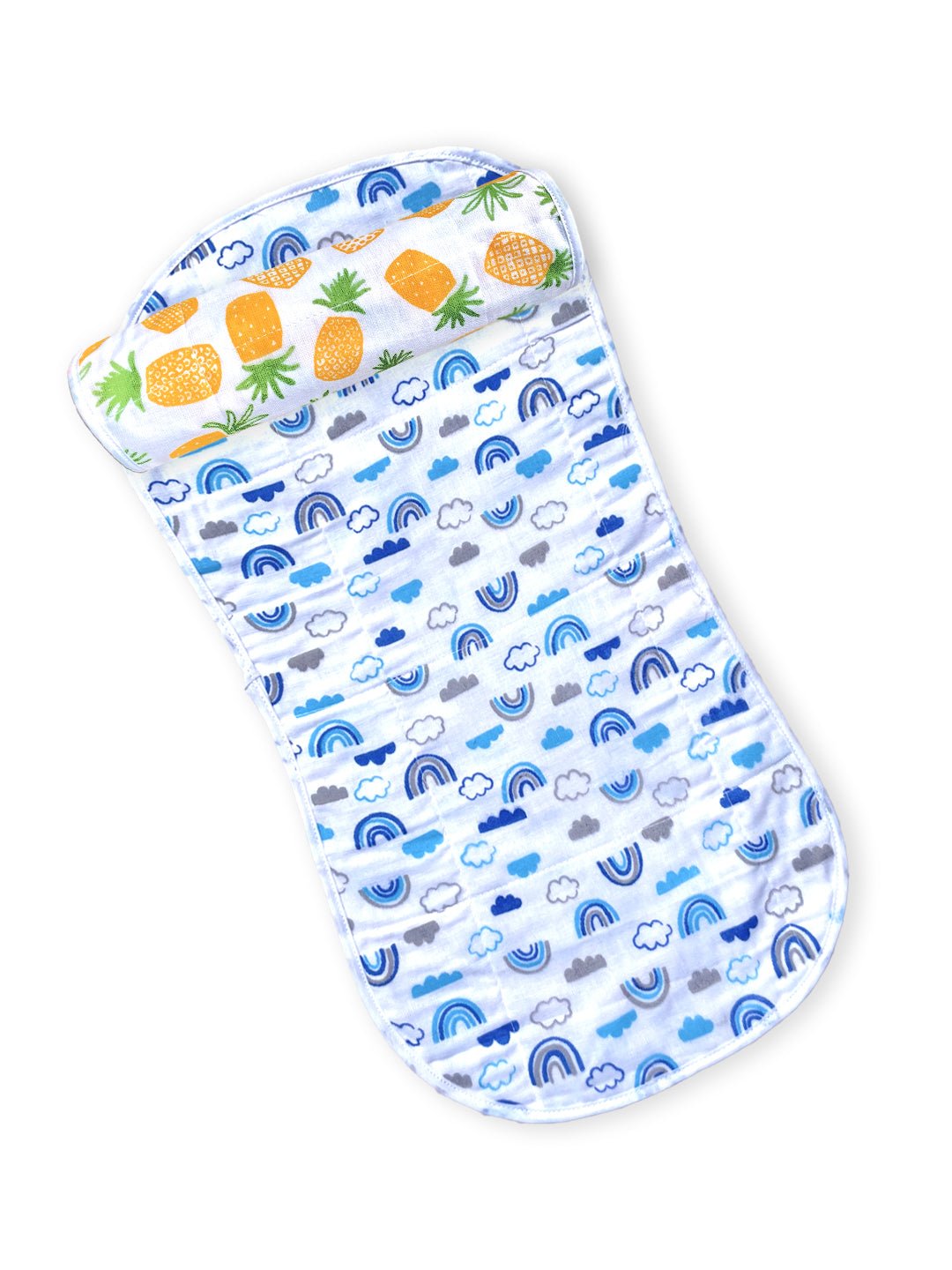 Fruity Pineapple-Happy Rainbow Muslin Burp Cloth Combo Of 2 For Babies
