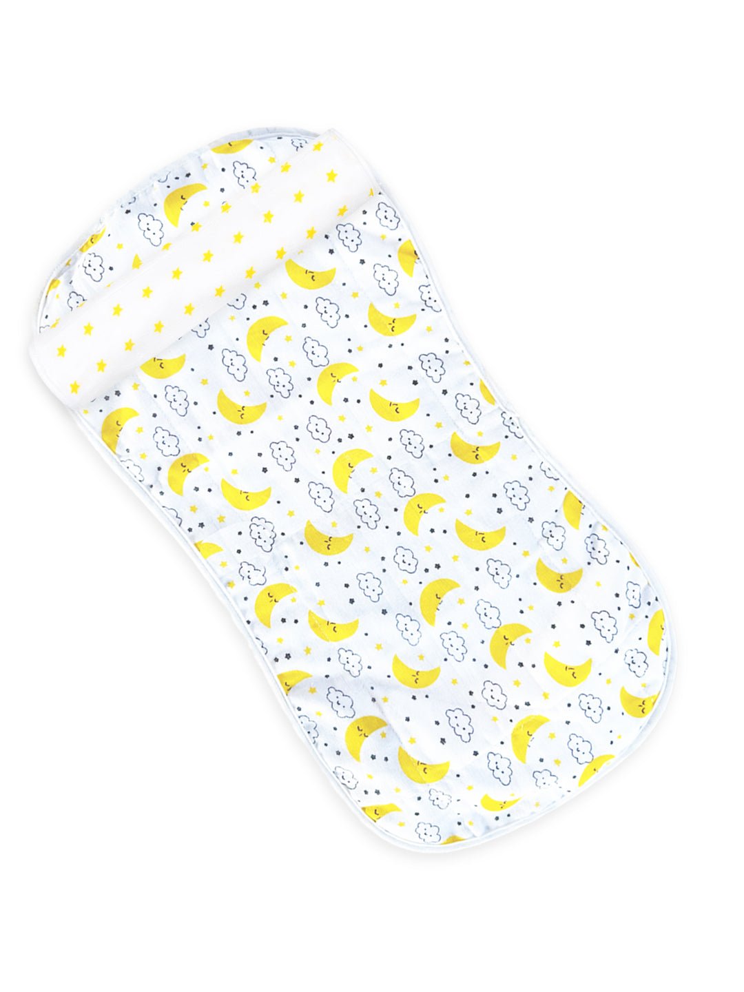 Yellow Star-Moon And Stars 100% Cotton Muslin Burp Cloth Combo Of 2 For Babies