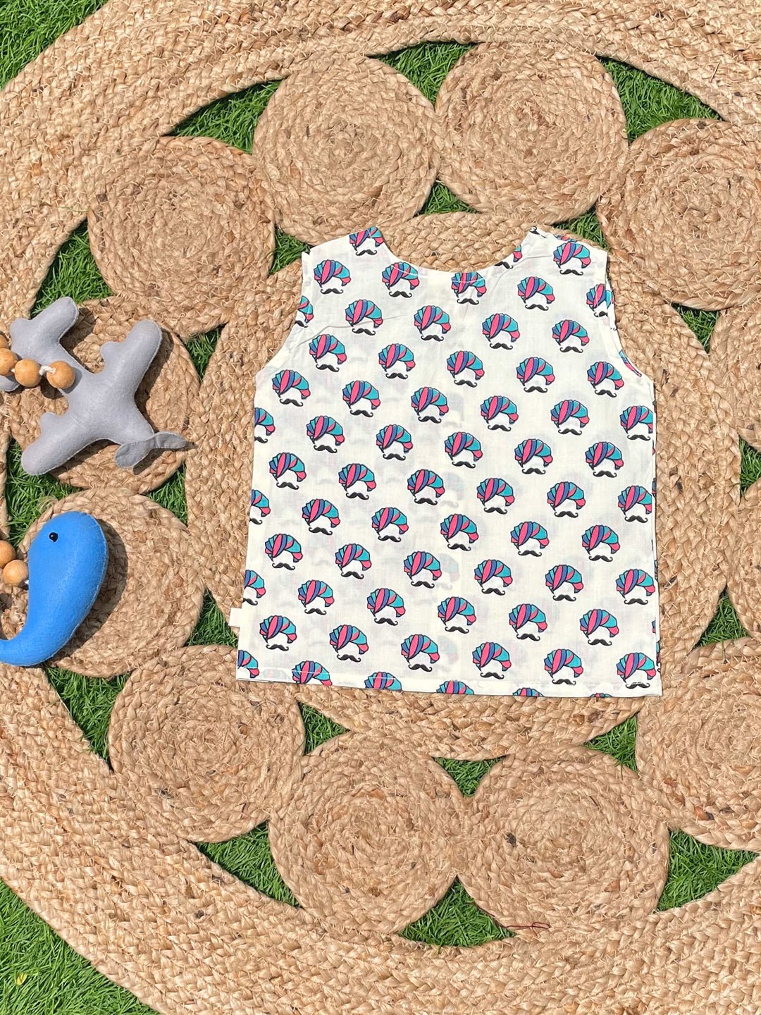  Mustache And Ethnic Geometrical Printed Cotton Infant Jabla Pack Of 2