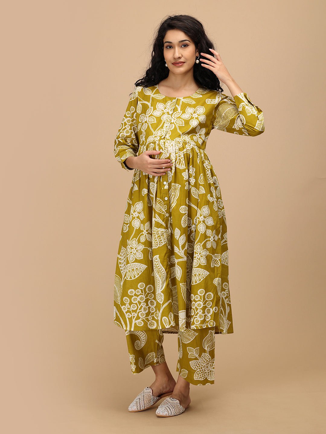  Mustard-ly Magical Nursing and Maternity Anarkali Kurta Set Mustard