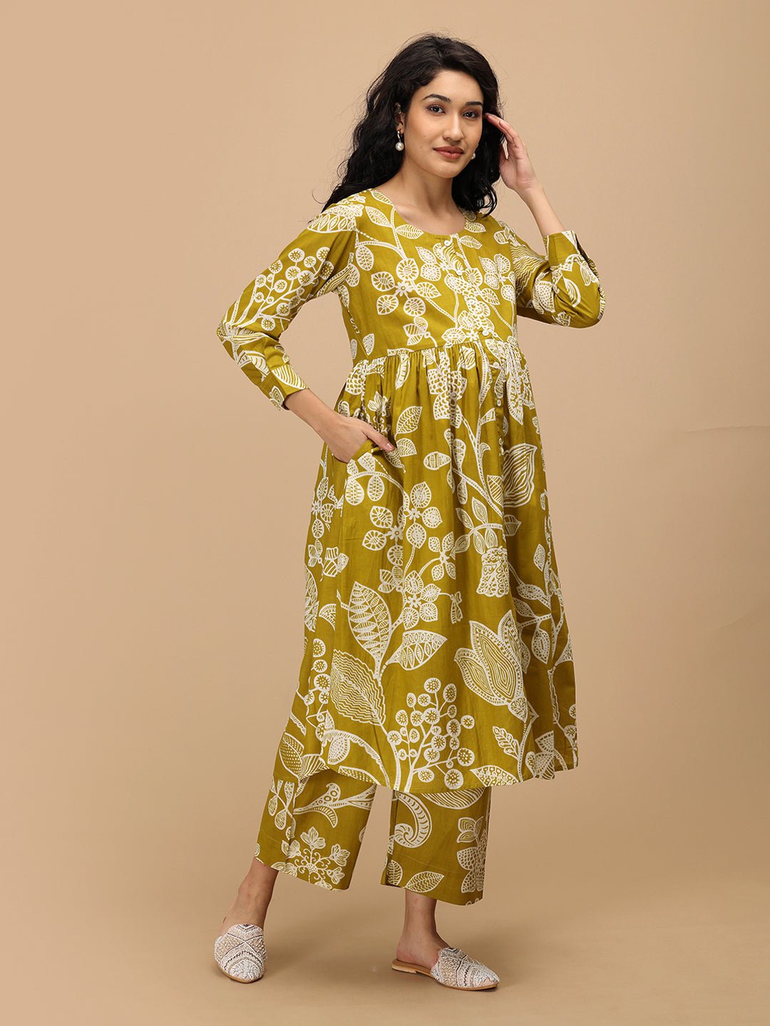  Mustard-ly Magical Nursing and Maternity Anarkali Kurta Set Mustard