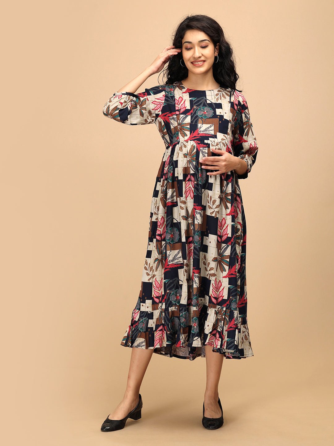  Muted Muse Maternity and Nursing Dress Multi
