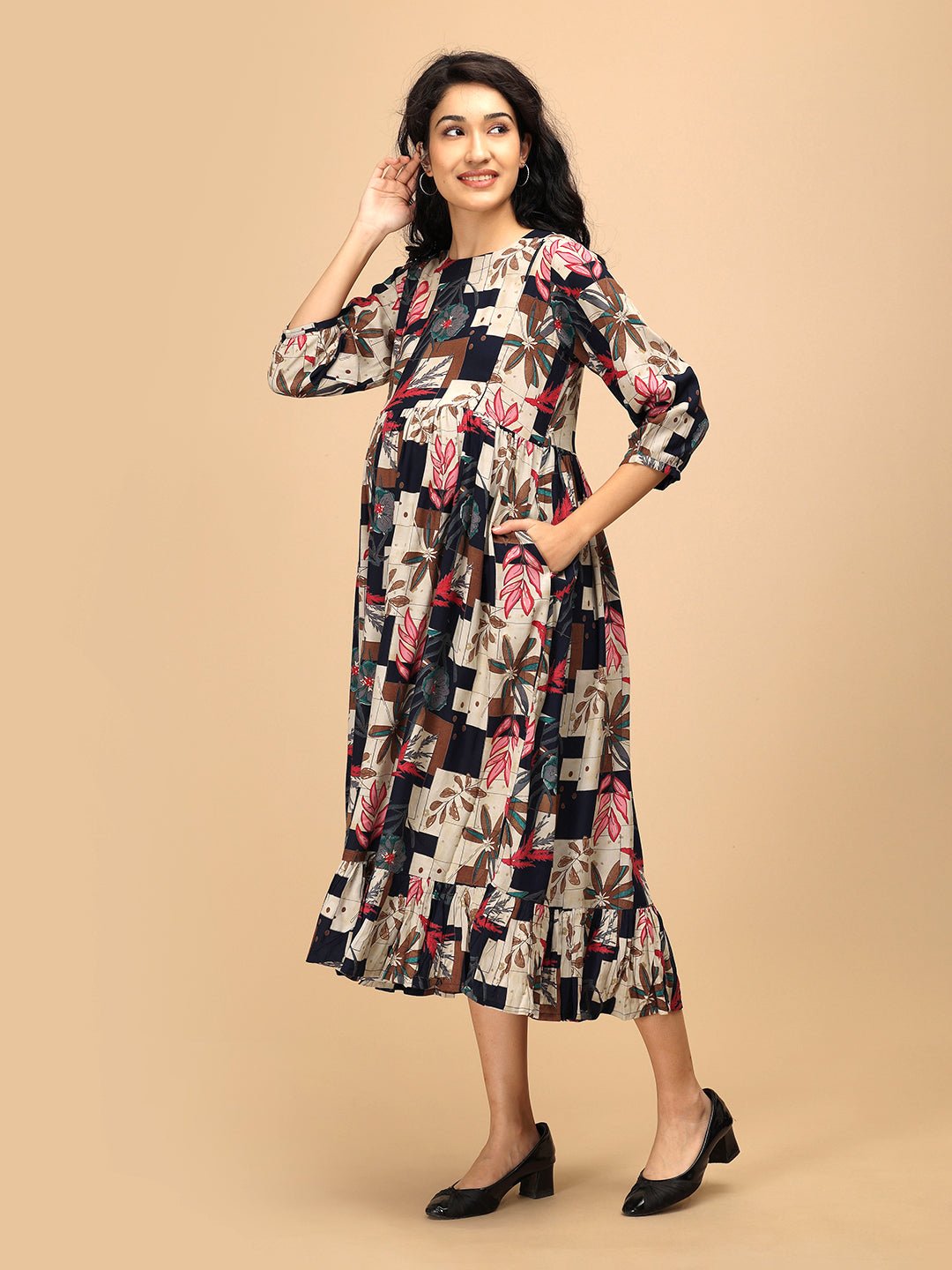  Muted Muse Maternity and Nursing Dress Multi