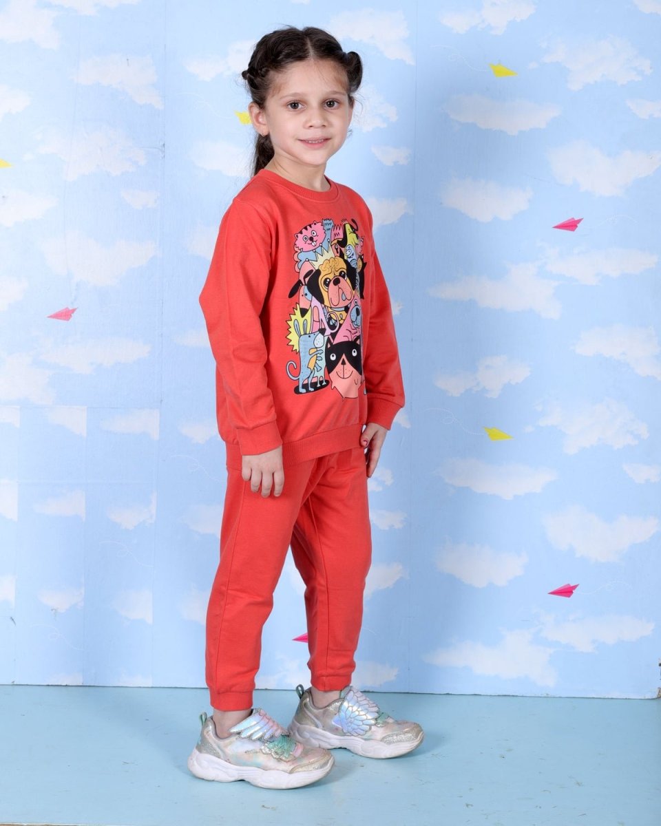Red My Fur Buddies Jogger Set For Girls