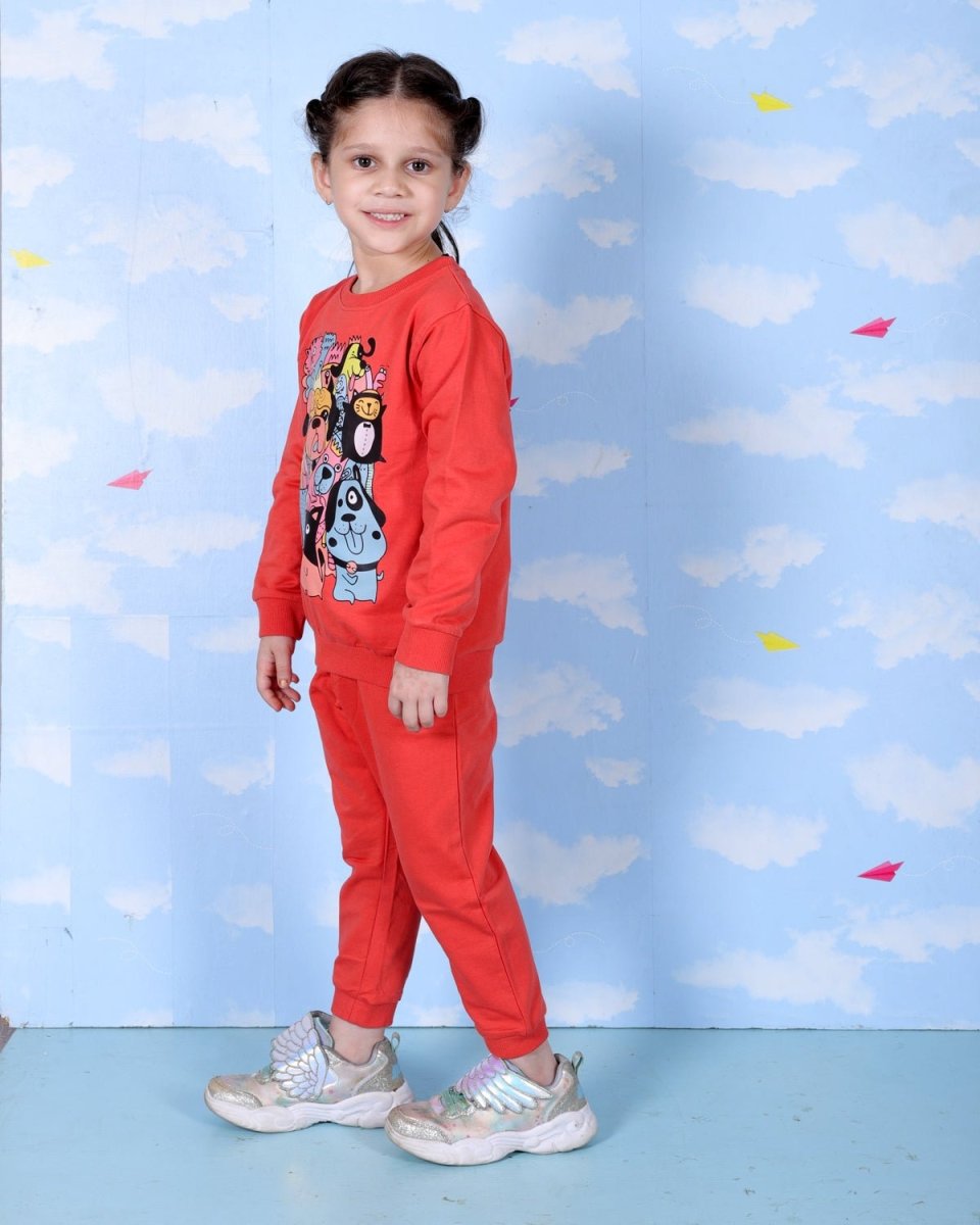Red My Fur Buddies Jogger Set For Girls