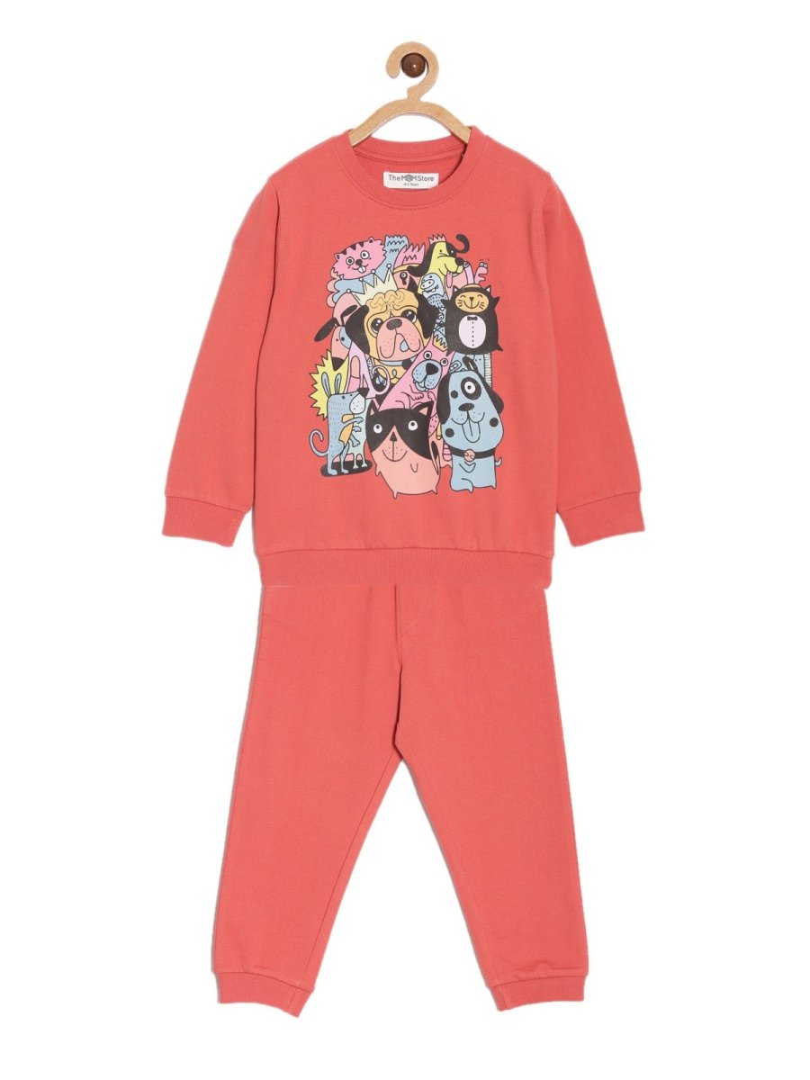 Red My Fur Buddies Jogger Set For Girls