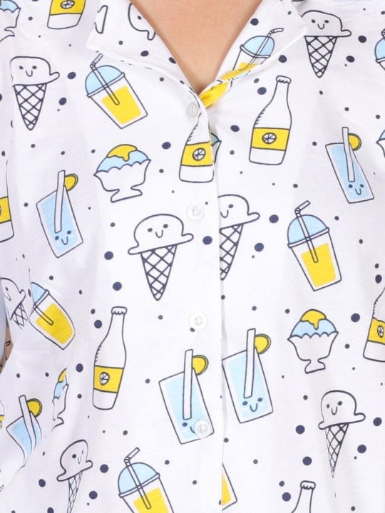  My Smoothie Maternity and Nursing Pajama Set White