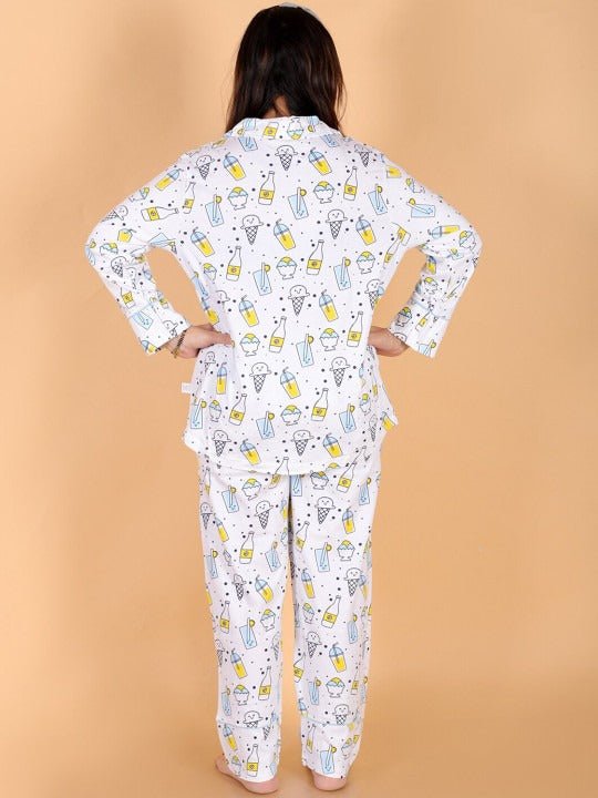  My Smoothie Maternity and Nursing Pajama Set White
