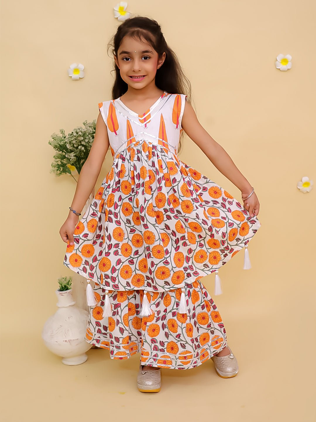 Narangi Girls Anarkali Sharara Set