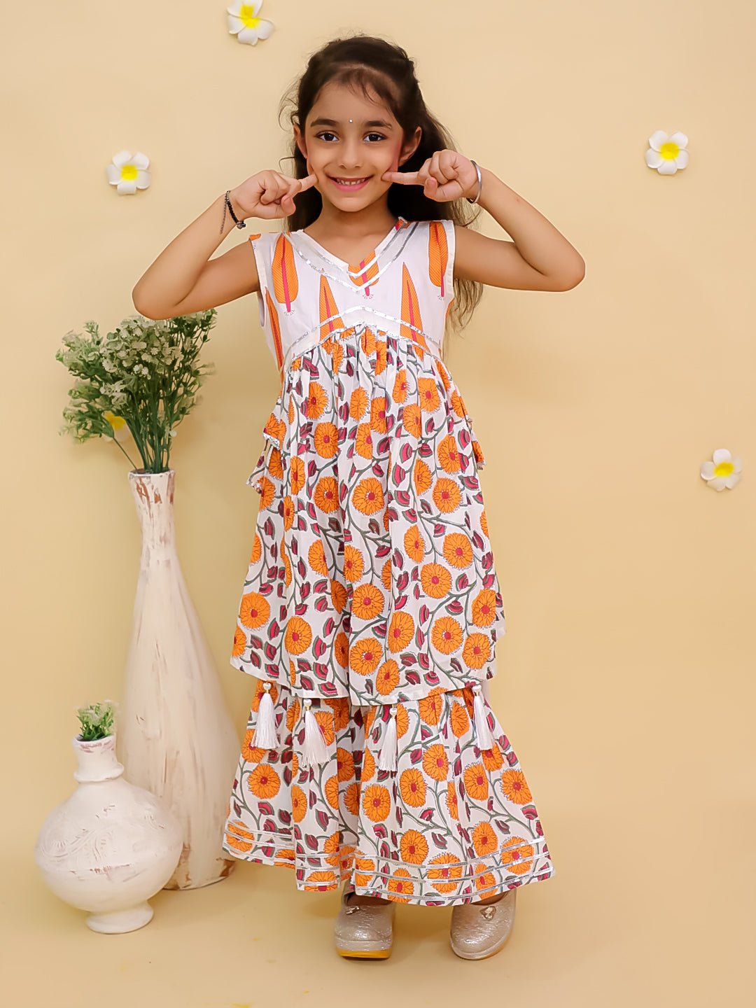 Narangi Girls Anarkali Sharara Set