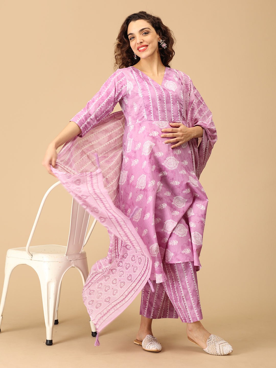  Nargis Noor Maternity and Nursing Kurta Set Lavender