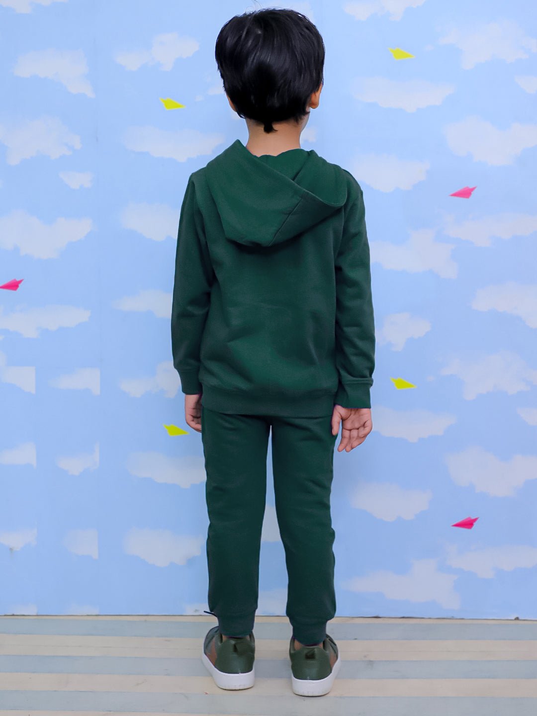  Naughty Puppies Zipper Jacket Bottle Green Sweatpants Set For Kids