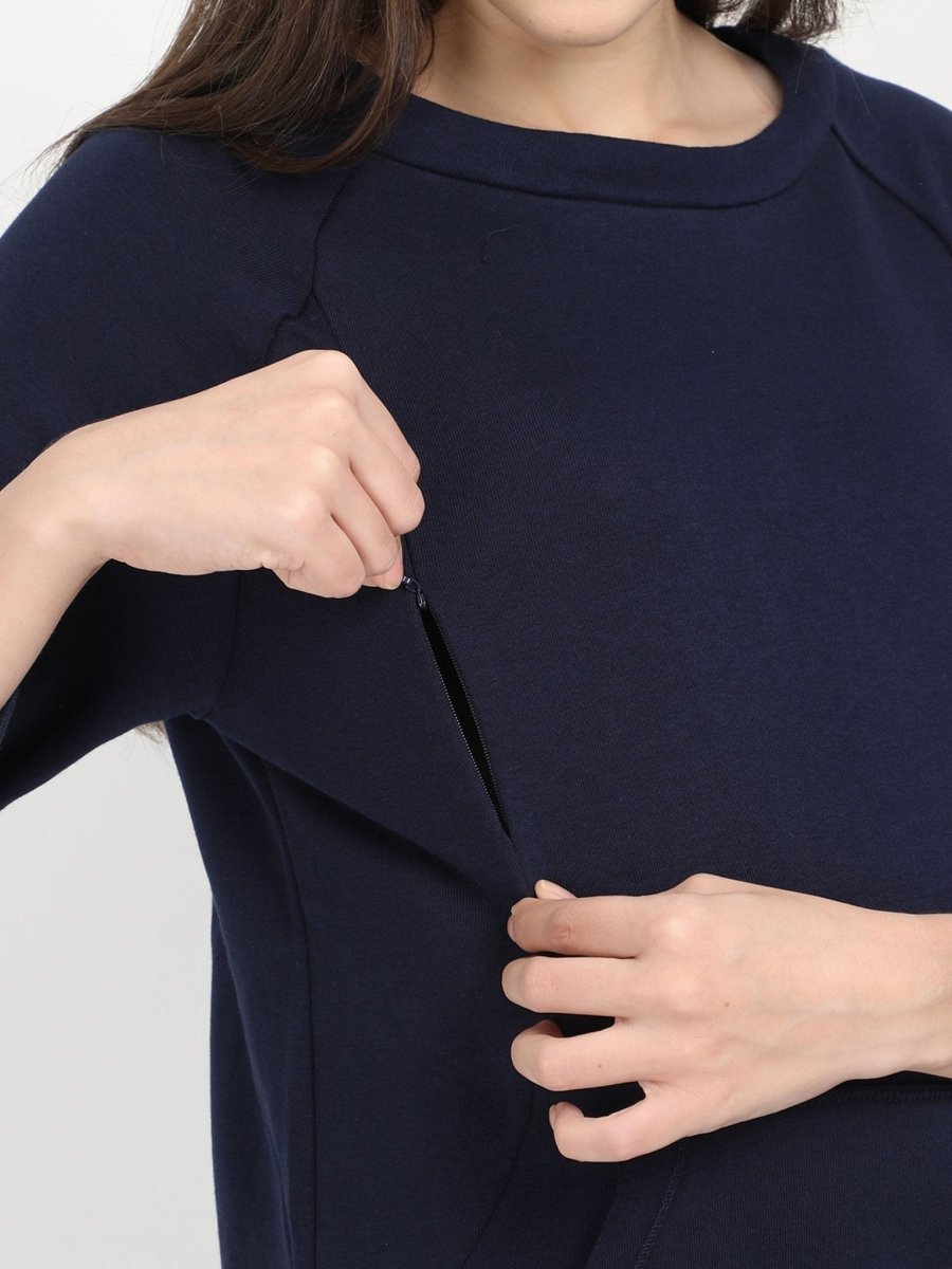  Navy Blue Maternity and Nursing Sweatshirt Navy