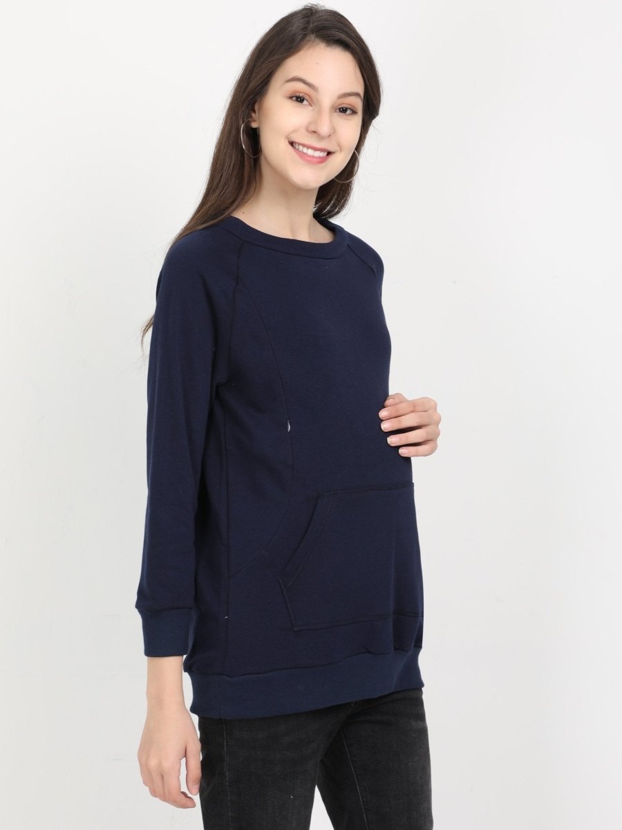  Navy Blue Maternity and Nursing Sweatshirt Navy