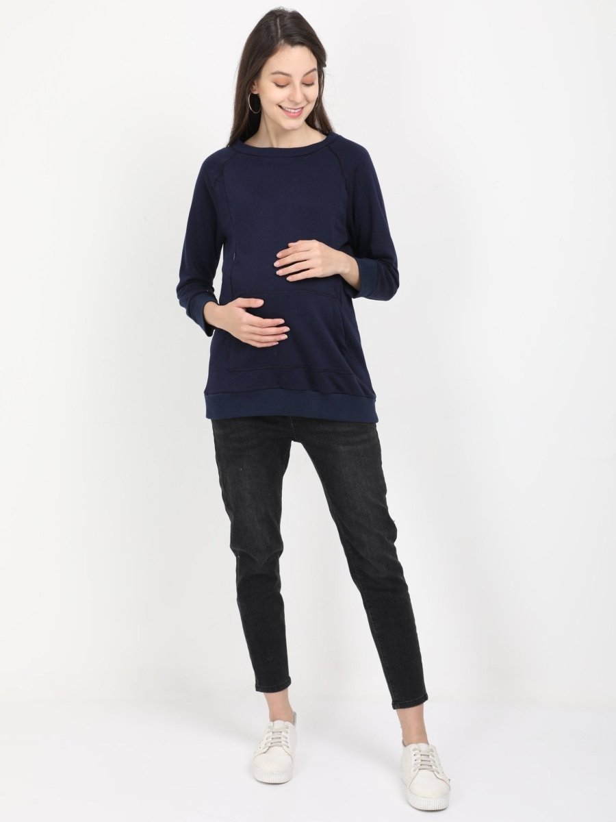  Navy Blue Maternity and Nursing Sweatshirt Navy